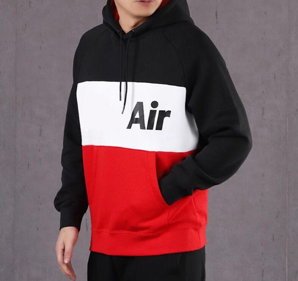 

new just sports hoodies for men sweatshirts with letters embroidery pullovers streetwear hooded homme clothing 2 colors, Black