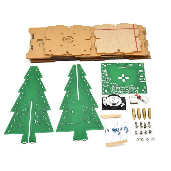

christmas tree flashing lights 3d diy electronic learning kit with mp3 7 colors