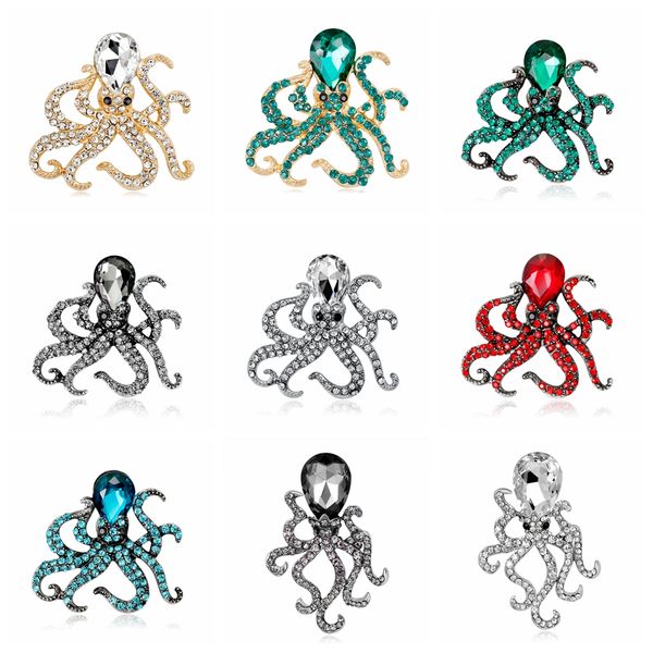 

new fashion marine animal ocs squid brooches for women enamel rhinestones brooch pins dropshipping, Gray