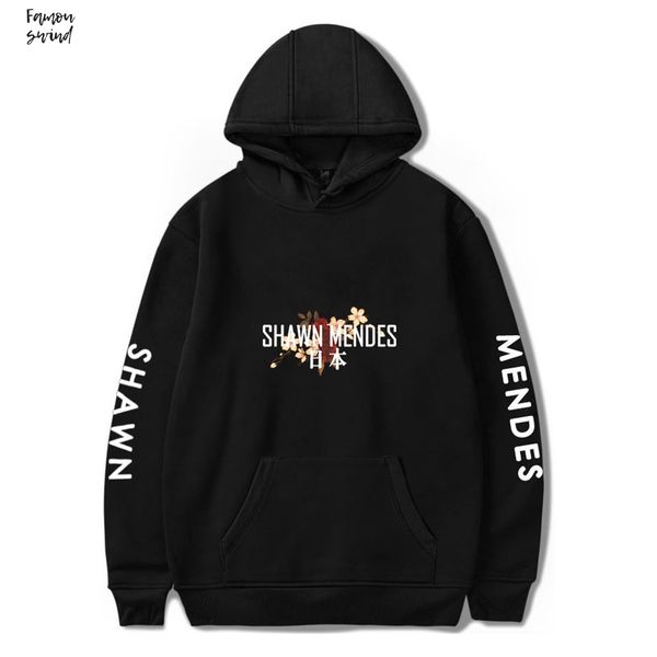 

шон мендес hoodie осень женщина толстовка печати hip hop мужские с длинным рукавом толстовка пуловеры женщина девушка femme, Black