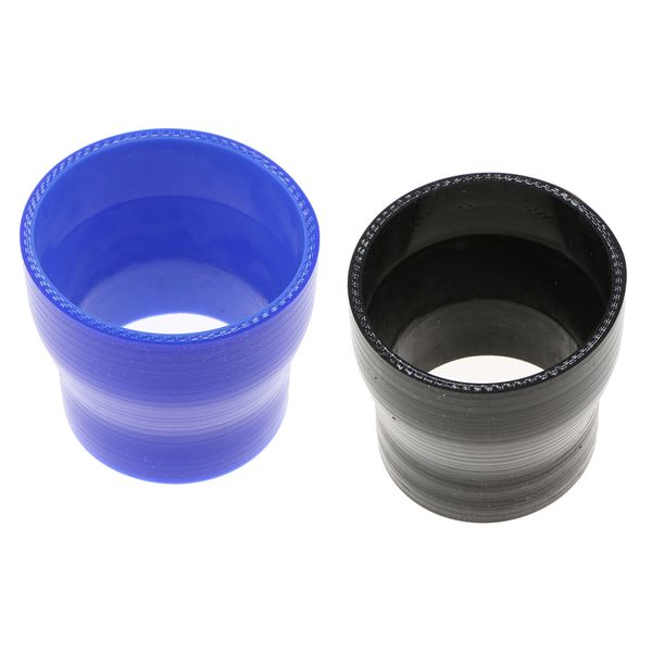 

2 pieces blue+black straight silicone hose reducer pipe tube coupler