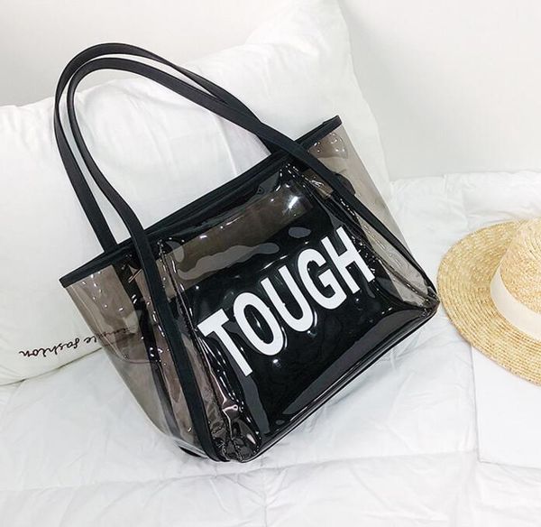 

women's bags transparent jelly bag tote bags women designer summer letter big bag shoulder handbag sac main femme large capacity handba