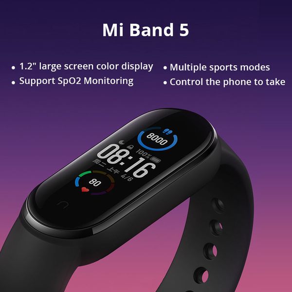 

xiaomi mi band 5 smart bracelet 4 color touch screen miband 5 wristband fitness blood oxygen track heart rate monitorsmartband from youpin