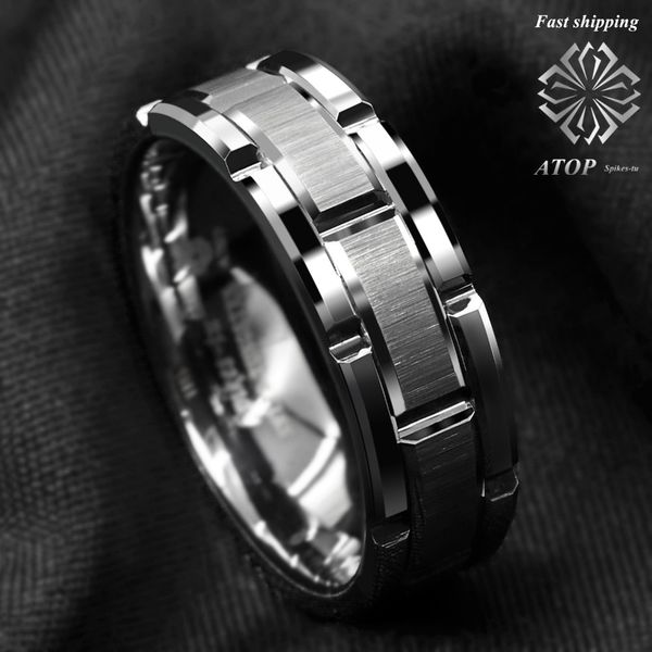 

8mm amen's tungsten carbide ring silver wedding band brick pattern size 6-13, Golden;silver