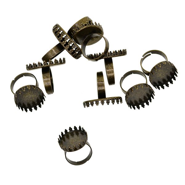 

10x copper crowns adjustable ring base blanks for oval cabochon