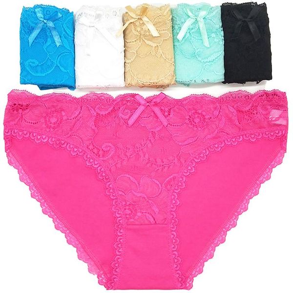 

2020 new cotton lace hollow low waist women's underwear seamless women's underwear women's underwear, Black;pink