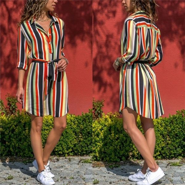 

colors striped women shirt dress spring summer casual female dresses clothing vestidoes, Black;gray