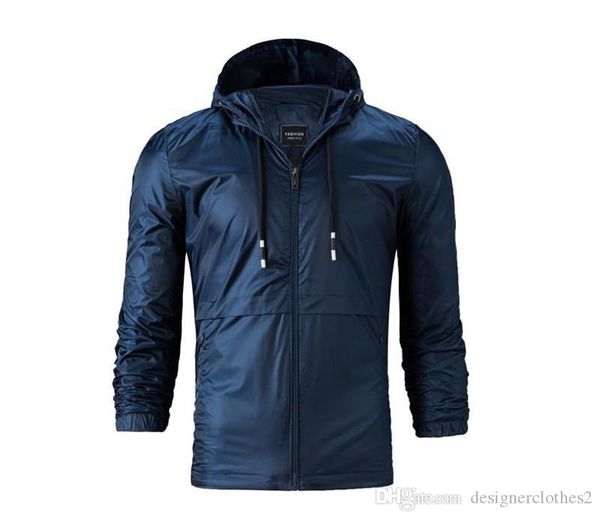 

mens designer windbreak jackets zipper hooded coats fashion casual simple spring autumn long sleeved outerwear mens clothing, Black;brown