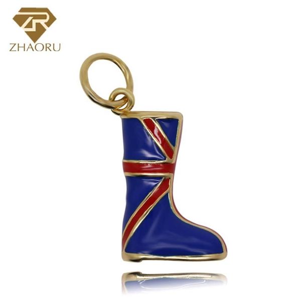 

zhaoru 100% 925 sterling silver pendant women trendy 925 silver charm bracelet yellow gold fine england boot charm