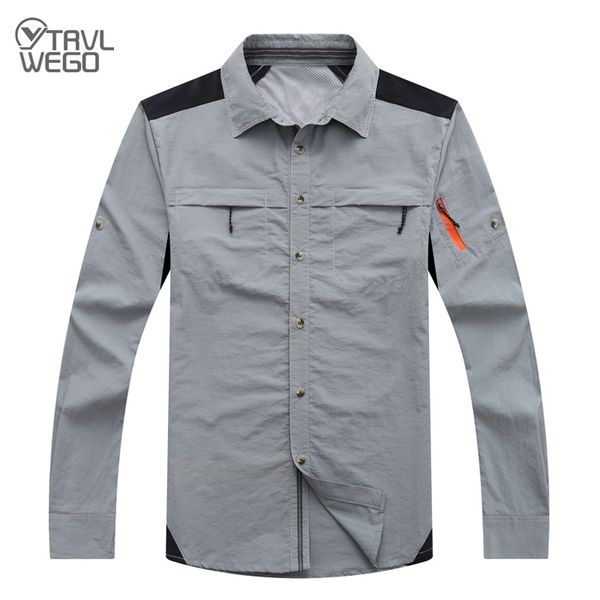 

trvlwego quick dry fishing clothes suit summer sports outdoor cycling clothing detachable men breathable anti uv fishing shirts, Gray;blue