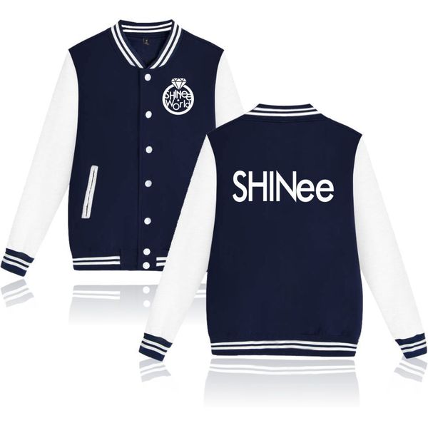 

shinee celebrity style baseball uniform korean-style fall and winter clothes men and women fleece hoodie coat, Black;brown