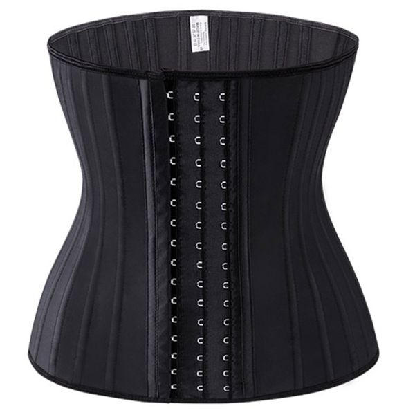 

latex waist trainer 25 steel boned steel spiral black cream waist slimming cincher 3 hooks and eyes corset underwear corset, Black;brown