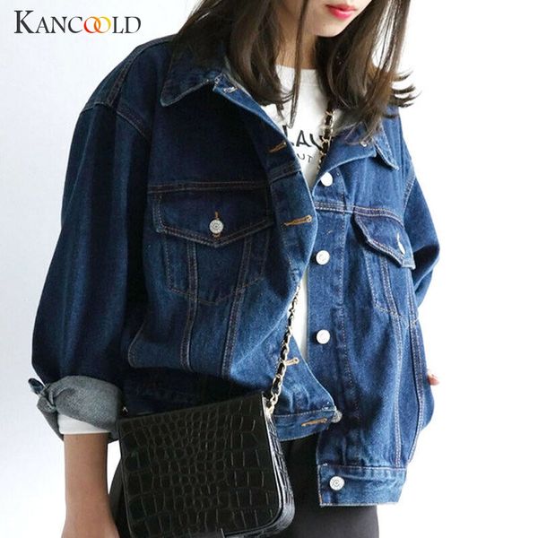 

kancoold coats women denim jacket faded ripped fitted vintage oversized boyfriend fashion new woman coats and jackets 2019jul22, Black;brown