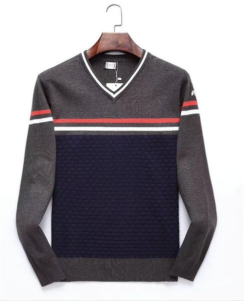 

2019 autumn new fashion warm slim designer sweater luxury striped v-neck casual knit men sweaters pullover plus size -2xl, White;black