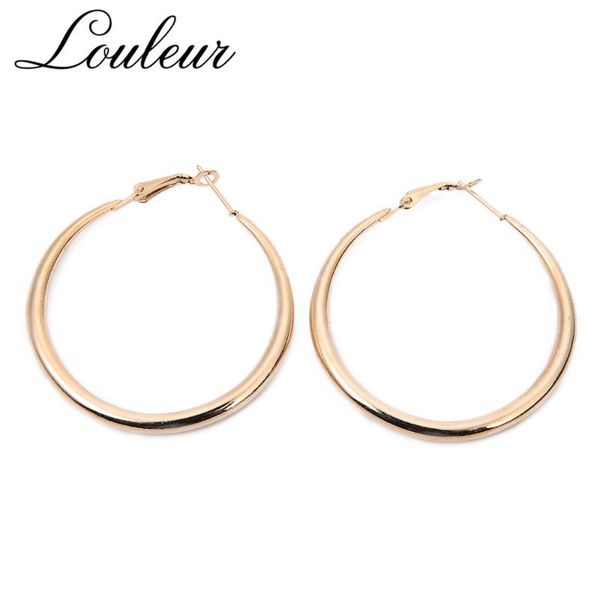 

louleur new personality gold hoop earrings round minimalist hyperbole statement earrings party jewelry gift for women brincos, Golden;silver