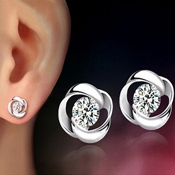 

1pair beautiful silvering earrings crystal shiny exquisite earrings women ornaments fashion oorbellen jewelry trinket oorbellen, Silver