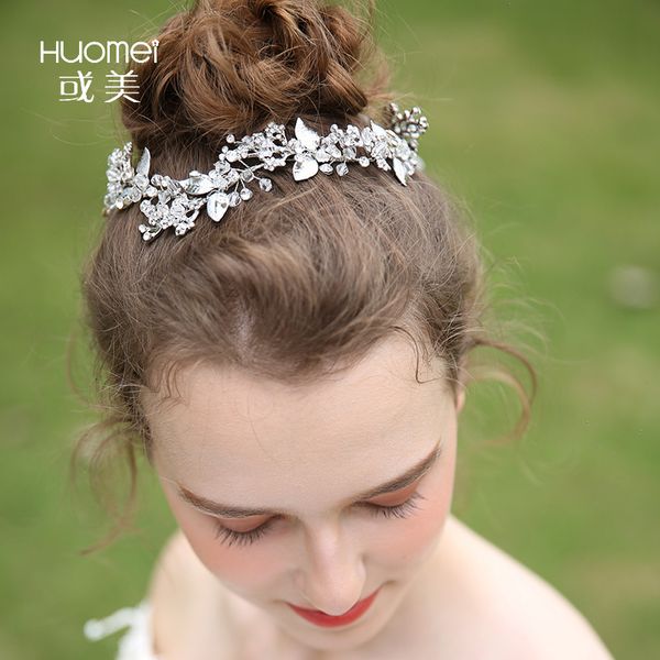 

d2274 npason bride headwear white k plating. hair band manual weave marry ornaments design wedding dress accessories, Golden;white