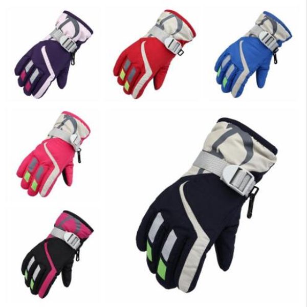 

fashion knitted children warm ski gloves boy girl thickened adjustable skiing strap gloves winter sports waterproof snow mittens wy472q, White