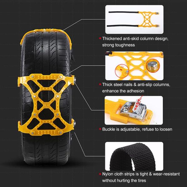 

2018 anti slip tire 8 nails chains tire emergency winter driving fits for universal cars truck car chai