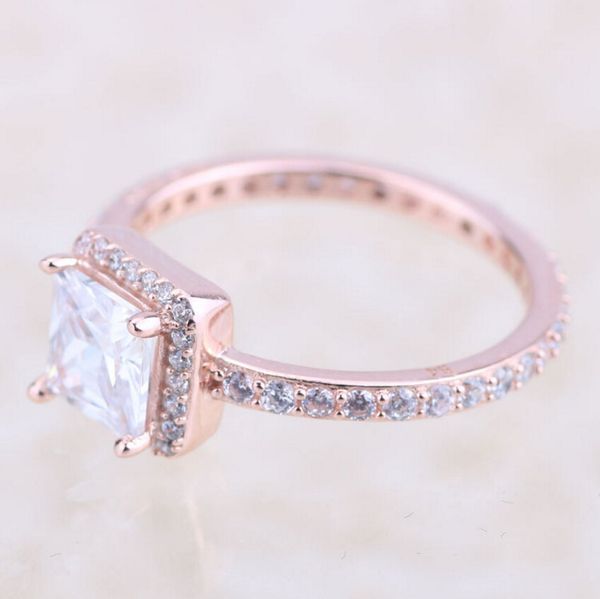 

wholesale-rose gold diamand rings original silver fits for pandora style jewelry 180947cz h8ale h8