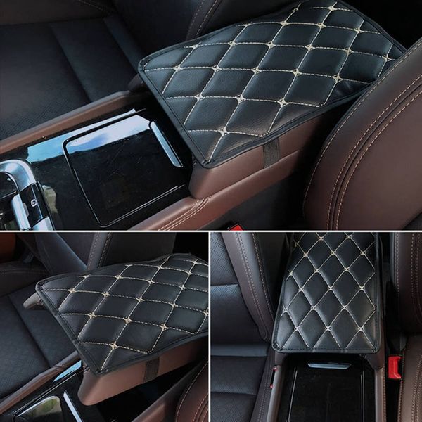 

car armrests decoration pad cushion auto armrest cushion center console protector leather mat cover car styling interior