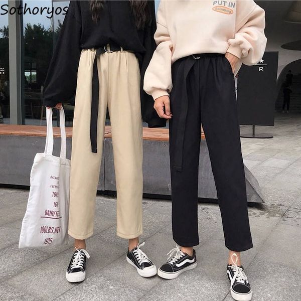

pants women straight cargo long trousers womens bf casual loose velvet thick streetwear harajuku daily fashion ulzzang, Black;white