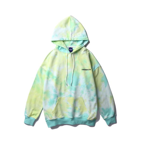 

2019 autumn new loose hoodies sweat men flower color tie dye terry cloth pullover sweatshirts, Black