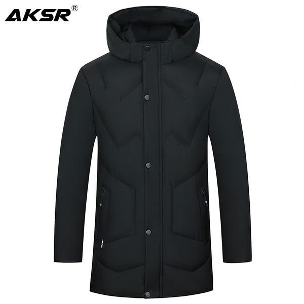 

aksr men's winter jacket coat large size overcoat parkas thick warm hooded winter coat men windbreaker casaco masculino inverno, Black