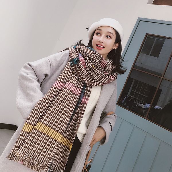 

2019 new arrival fashion temperament ladies knit comfortable warm thick long scarf women tassel outdoor shawl, Blue;gray