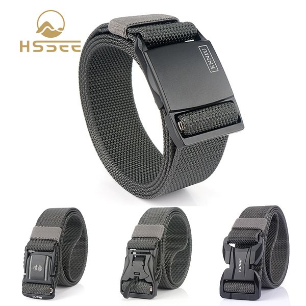 

waist support hssee grey series mens nylon belt 3mm true tactical magnetic alloy buckle combat equipment sports, Black;gray