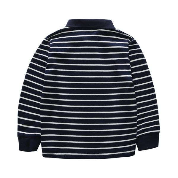 

детский дизайнерский поло свитер 2019 новый повседневный полосатый мальчиков рубашка поло свободный взрыв девочек свитер британский стиль по, Blue