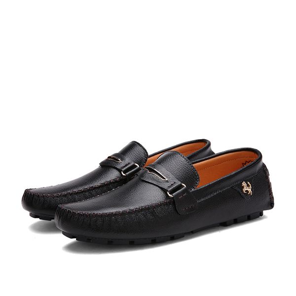 

summer shoes men genuine leather casual loafers comfortable moccasins drivers shoes zapatos hombre scarpe uomo sepatu pria, Black
