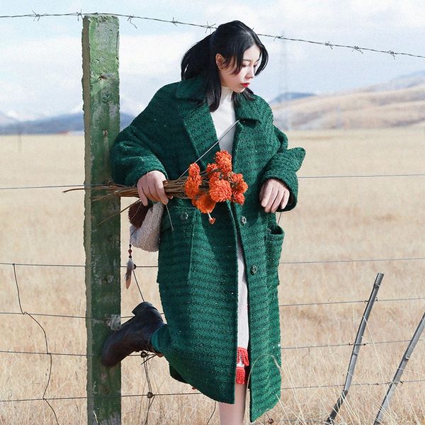 

irinay316 2019 new collection shiny vintage green thick long coat women, Black