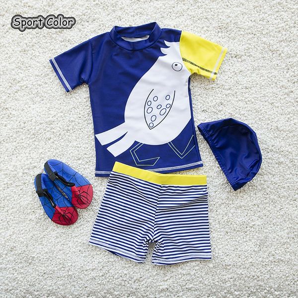 

new lovely birds kids swimsuit quality boys baby swimwear two-pieces bath suit infant blue stripe children beachwear 2-10years, White;black