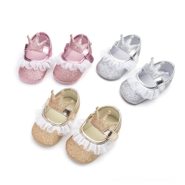 

cute baby shoes princess party crown lace girls crib shoes newborn baby girl prewalker nonslip soft sole toddler girls sneakers, Black;red