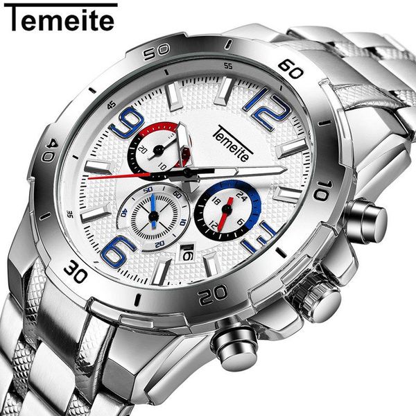 

temeite специального магний многофункциональный мужские швейцарские часы спорт стальной браслет brand watch 30 метр водонепроницаемый кварце, Slivery;brown