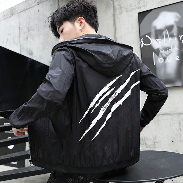 

2019 новый стиль защита от солнца одежда мужчины открытый тонкий капюшоном пальто лето мужская одежда молодежи повседневная дышащий ветер щи, Black;brown