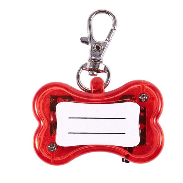 

flashing flasher blinking led bone shape dog cat tag pet safety collar light red