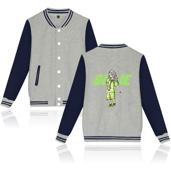

billie eilish jacket baseball uniform fleece jacket men streetwear hip hop long sleeve pink hoodie sweatshirts, Black;brown