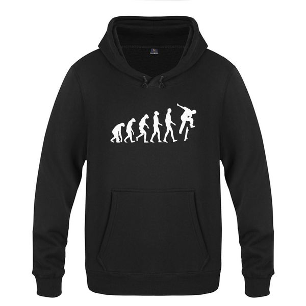 

the evolution of skate novelty creative hoodies men 2018 men's pullover fleece hooded sweatshirts, Black