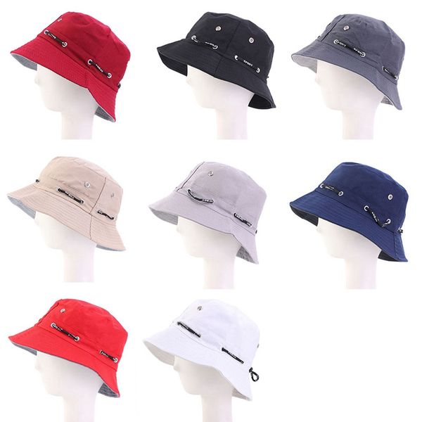 

women travel canvas sun hat teenager foldable bucket hats summer wide brim fedoras caps girls solid color adjustable casual cap, Blue;gray