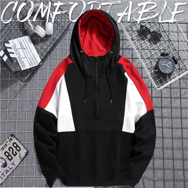 

новая весна осень марка mens конструктора толстовки вскользь с длинным рукавом и моды блуза высокое качество черно-белой печати толстовки qs, Black