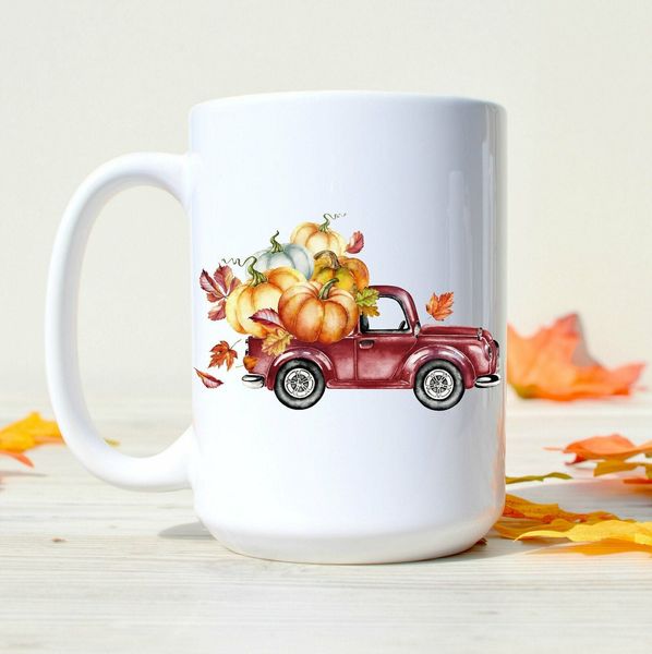 

рождество кружка-рождество пожелания -truck с pumpkins кружке подарок для gifrlfriend, друг, мама и папа, 11oz dropshipping