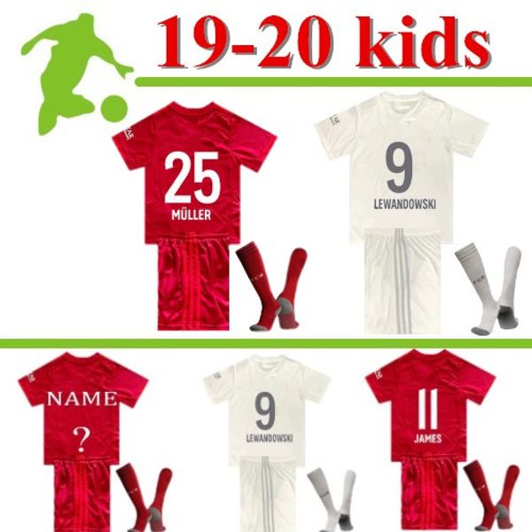 

new 2019 2020 bayern munich kids soccer jerseys 19 20 youth boy home kits james lewandowski muller kimmich hummels football shirts kit socks, Black;yellow