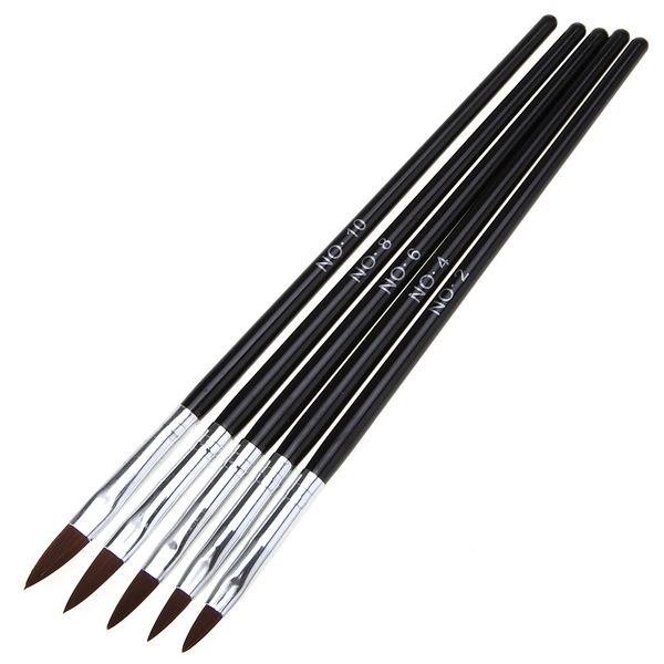 

5 pcs acrylic nail art brush flower painting pen uv gel drawing brush nail art tool js11, Silver