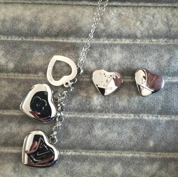 

2020 trendy style necklaces earrings sets jewelry titanium steel 18k gold plated rose gold necklace pendant for women gift, Silver