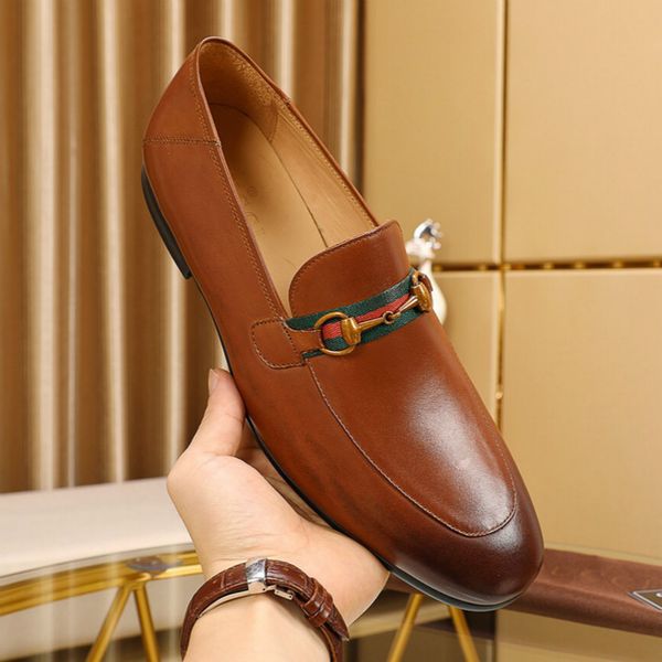 

leather breathable business shoes wild fashion men's casual shoes designer classic style dress shoes, Black