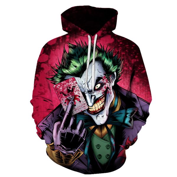 

new sweatshirts men brand hoodies men joker 3d printing hoodie male casual tracksuits size s-4xl wholesale and retail, Black
