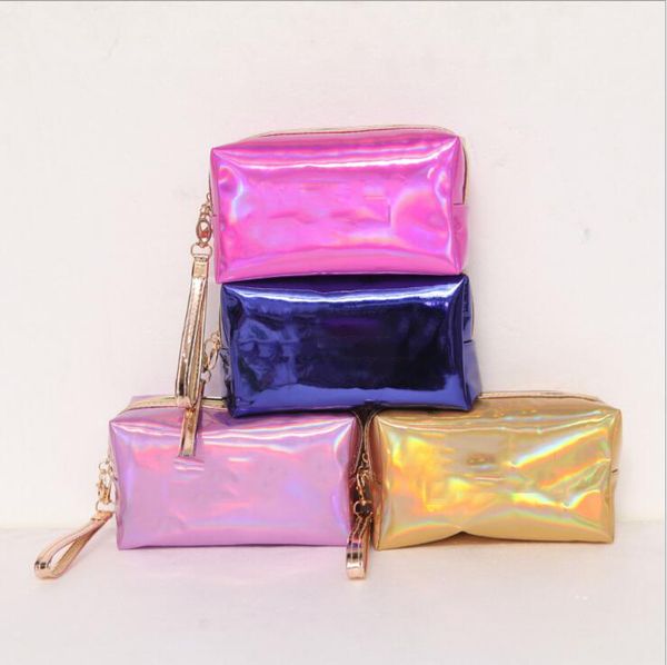 

letter laser cosmetic bag love bling shell bags large capacity storage bags waterproof wash makeup bags portable coin purse