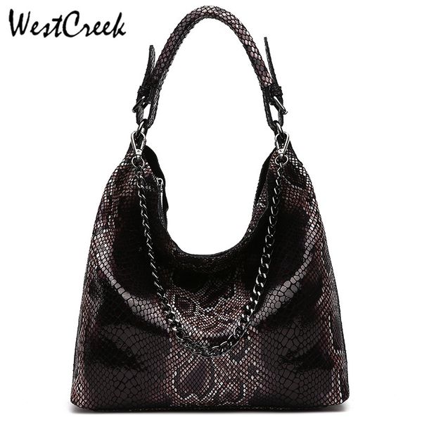 

westcreek brand women luxury genuine leather handbags female classic serpentine chain tote bags ladies snake messenger bag